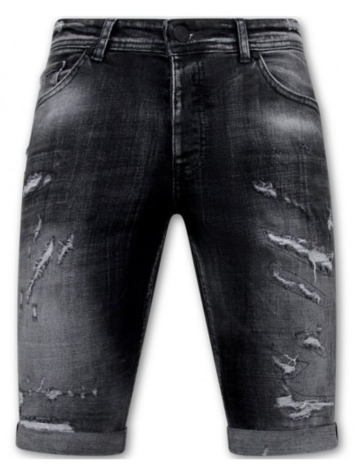 Local Fanatic Destroyed shorts with paint splatter slim fit - Image 1
