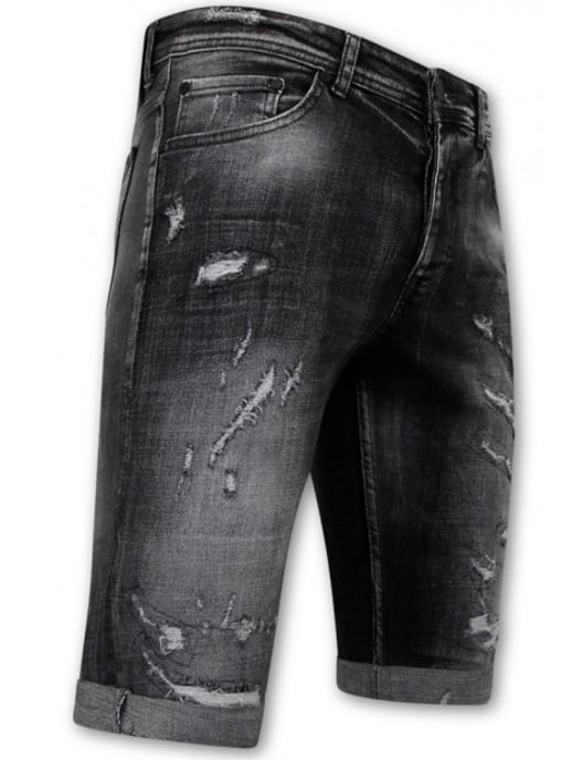 Local Fanatic Destroyed shorts with paint splatter slim fit - Image 3