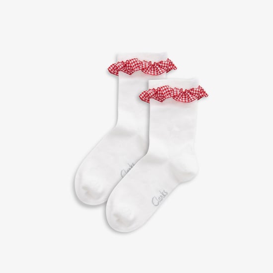 Gingham Socks 2 Pack Red Infant Size 9-12 White/Red Clothing - Image 1