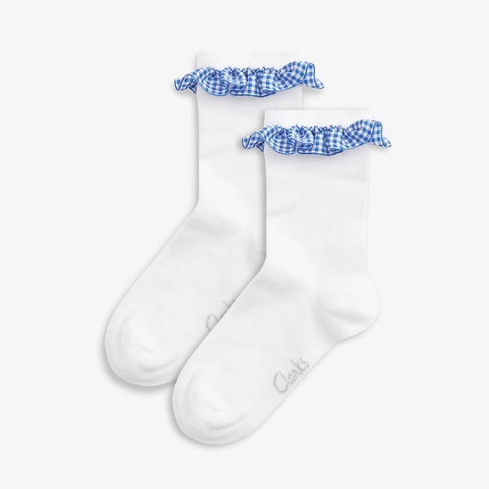 Gingham Socks 2 Pack Blue Infant Size 6-8.5 White/Blue Clothing - Image 1
