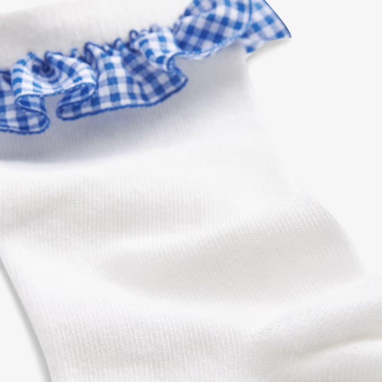 Gingham Socks 2 Pack Blue Infant Size 6-8.5 White/Blue Clothing - Image 2