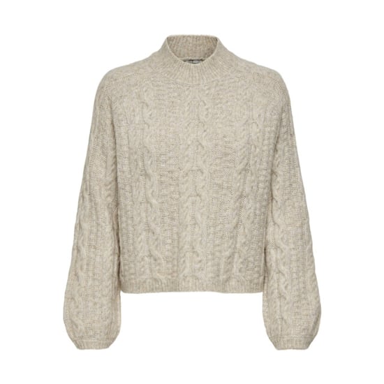 Jacqueline de Yong Jdysilja ls hn cable pullover knt beige - Image 1