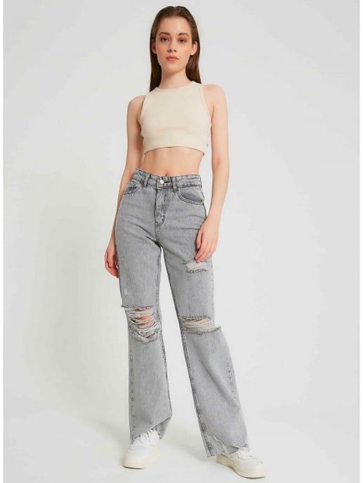 Robin-Collection Ribbed jeans high waist d83618 - Image 3