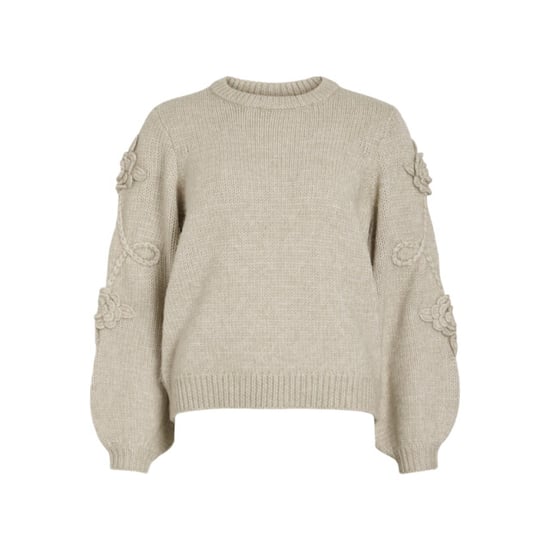 Vila Vifaye o-neck ls embrodiery knit top beige - Image 1