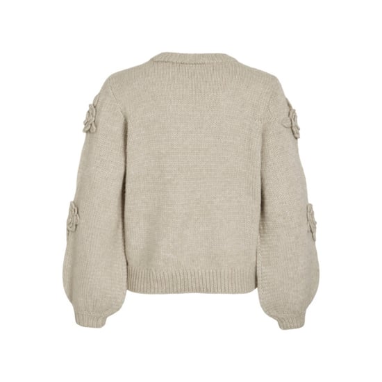 Vila Vifaye o-neck ls embrodiery knit top beige - Image 2