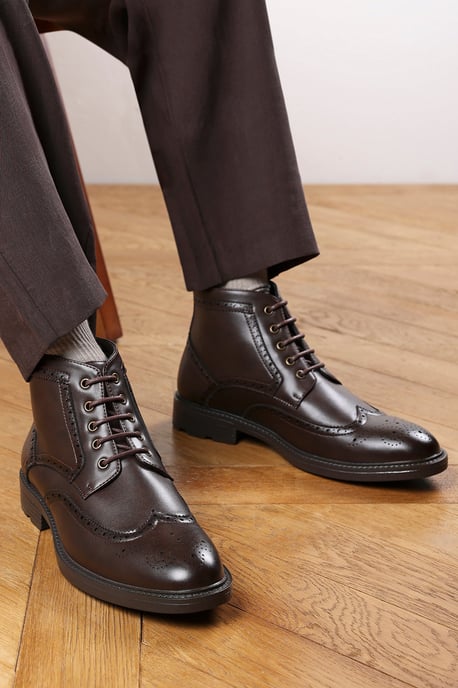 Wheres That From Mens 'Finley' Brogue Lace Up Ankle Boots - Image 1