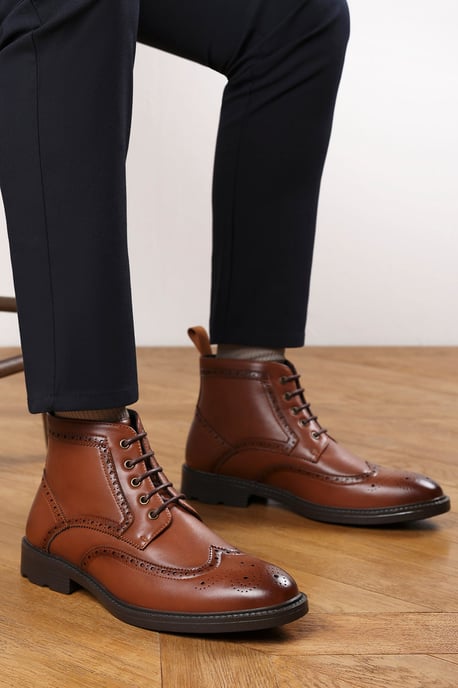 Wheres That From Mens 'Finley' Brogue Lace Up Ankle Boots - Image 1