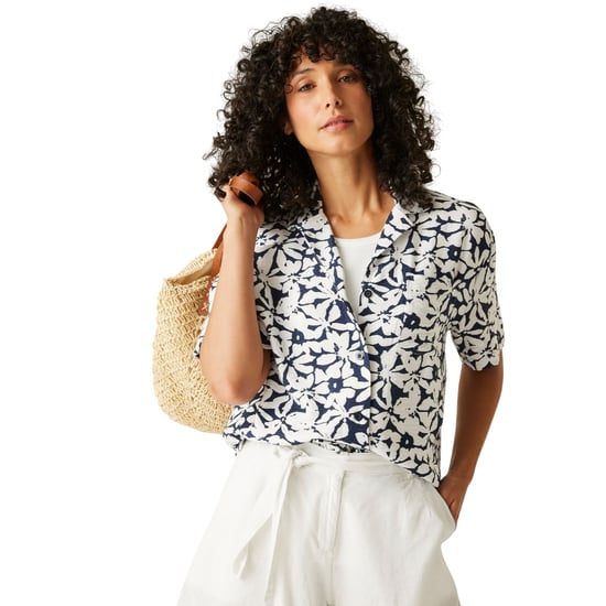Regatta Dames/Dames Salise Bloemen Lichtgewicht Shirt (Marine, Wit) - Image 4
