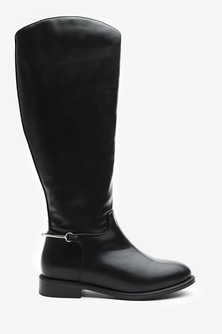 Wheres That From Womens 'Nyla' Knee High Boots With Low Flat Heel And Back Buckle Detail - Image 2