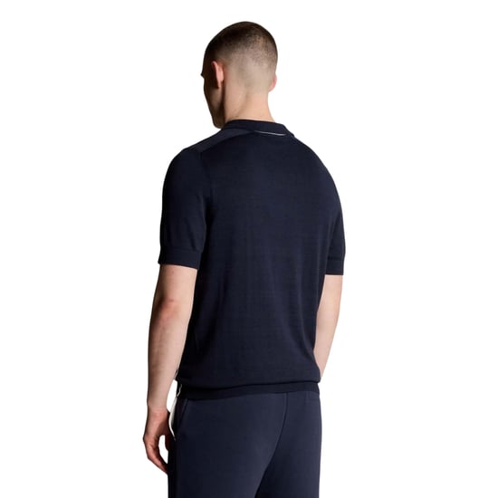Lyle & Scott Heren Gebreid Naad Poloshirt met Tip (Blauw) - Image 2