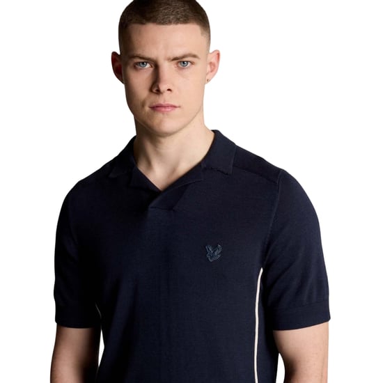 Lyle & Scott Heren Gebreid Naad Poloshirt met Tip (Blauw) - Image 4