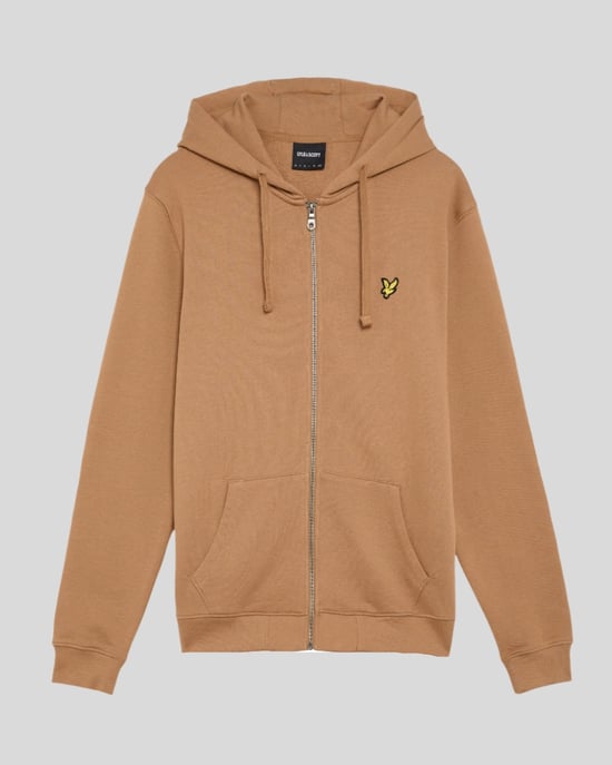 Lyle & Scott Loopback Bomull Full Zip Hoodie - Brun - Image 1
