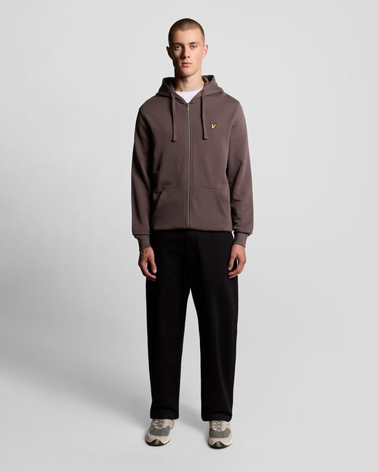 Lyle & Scott Loopback Cotton Full Zip Hoodie - Brown - Image 2