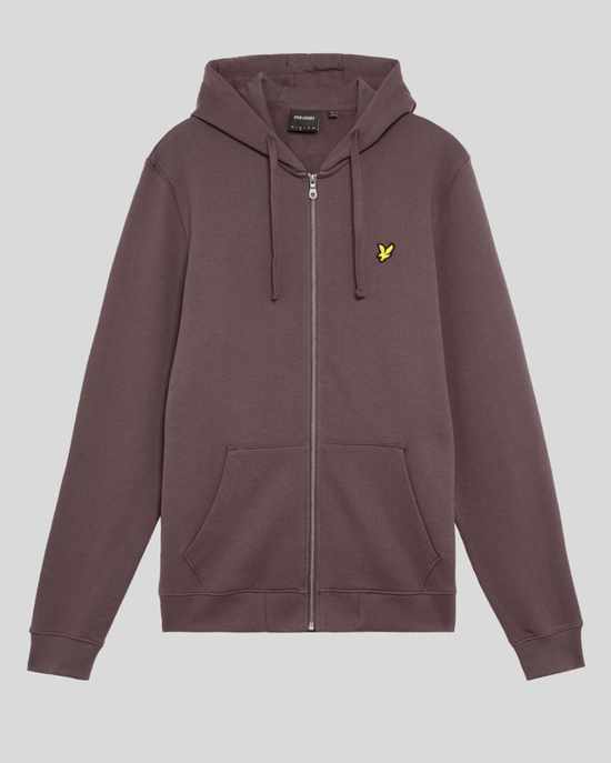 Lyle & Scott Loopback Cotton Full Zip Hoodie - Brown - Image 5
