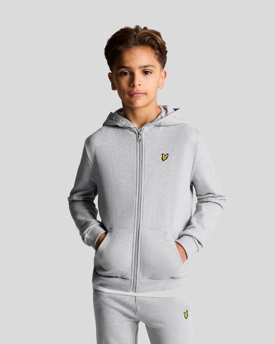Lyle & Scott jongens Loopback katoenen hoodie met volledige rits - grijs - Image 1