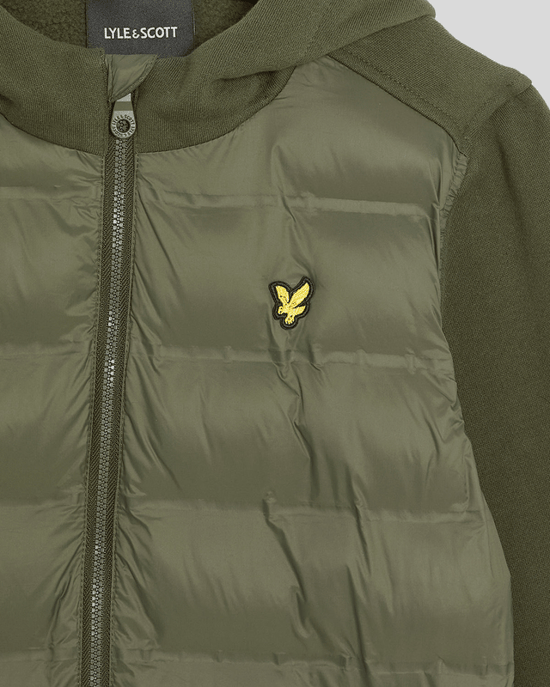 Lyle & Scott Pojkar Hybrid Huvtröja - Grön - Image 3