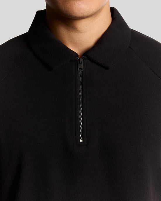 Lyle & Scott Interlock-pikétröja med dragkedja - Svart - Image 3