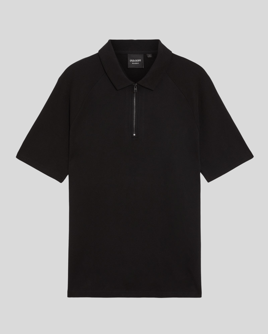 Lyle & Scott Interlock-pikétröja med dragkedja - Svart - Image 5