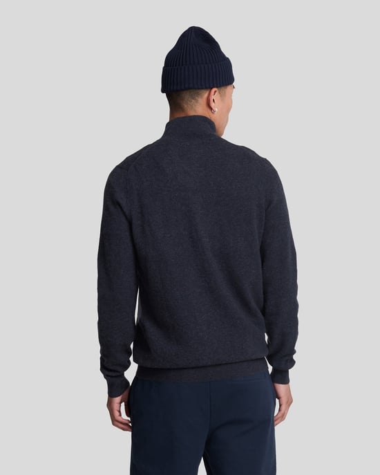 Lyle & Scott Lamswol Blend Rits Cardigan - Marineblauw - Image 3
