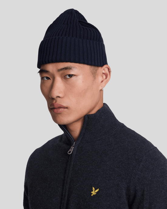 Lyle & Scott Lamswol Blend Rits Cardigan - Marineblauw - Image 4