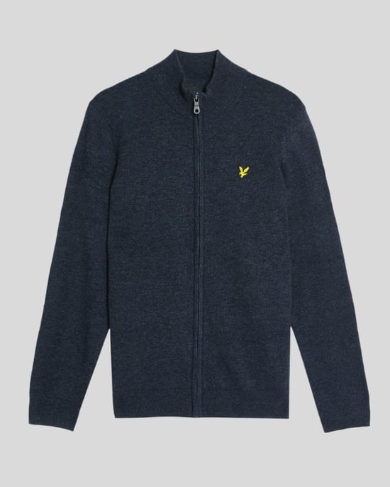 Lyle & Scott Lamswol Blend Rits Cardigan - Marineblauw - Image 5