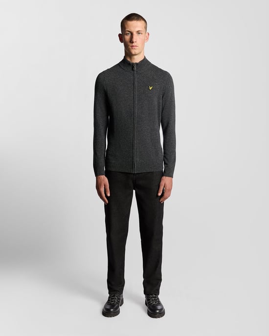 Lyle & Scott Lamswol Blend Rits Cardigan - Grijs - Image 2