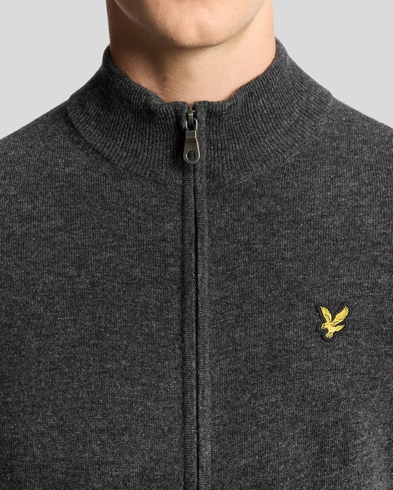 Lyle & Scott Lamswol Blend Rits Cardigan - Grijs - Image 3