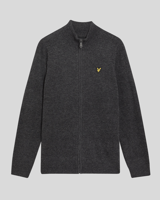 Lyle & Scott Lamswol Blend Rits Cardigan - Grijs - Image 5