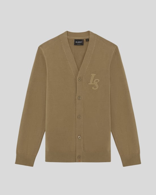 Lyle & Scott Boys' L&S Monogram V Neck Cardigan - Brown - Image 1