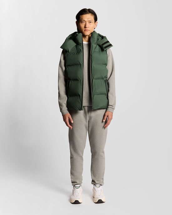 Lyle & Scott Heavyweight Hooded Puffer Gilet - Groen - Image 2
