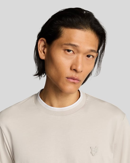Lyle & Scott Superfine Cotton Tipped T-Shirt - Sand - Image 4