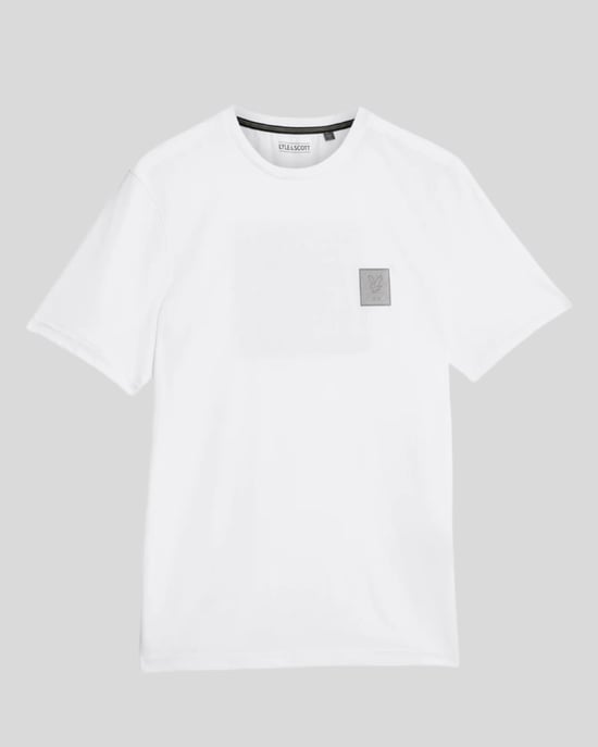 Lyle & Scott Sports T-shirt med logotyp i tonalmönster – vit - Image 5