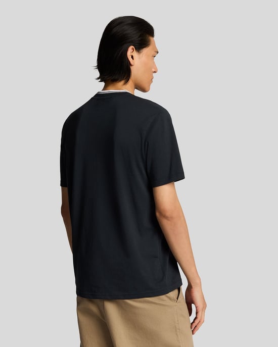 Lyle & Scott Superfin Ekologisk Bomull Tipped T-shirt - Marinblå - Image 3