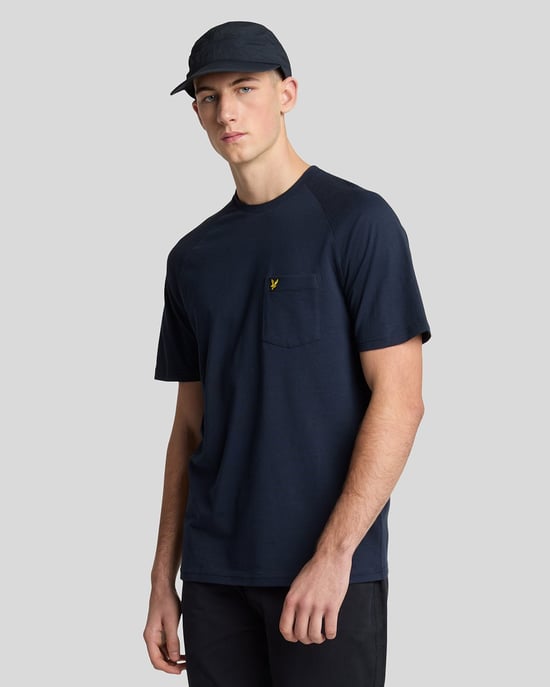 Lyle & Scott Raglan T-shirt van linnenmix - marineblauw - Image 1