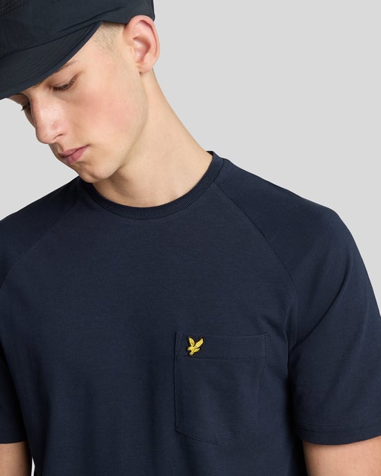 Lyle & Scott Raglan T-shirt van linnenmix - marineblauw - Image 4
