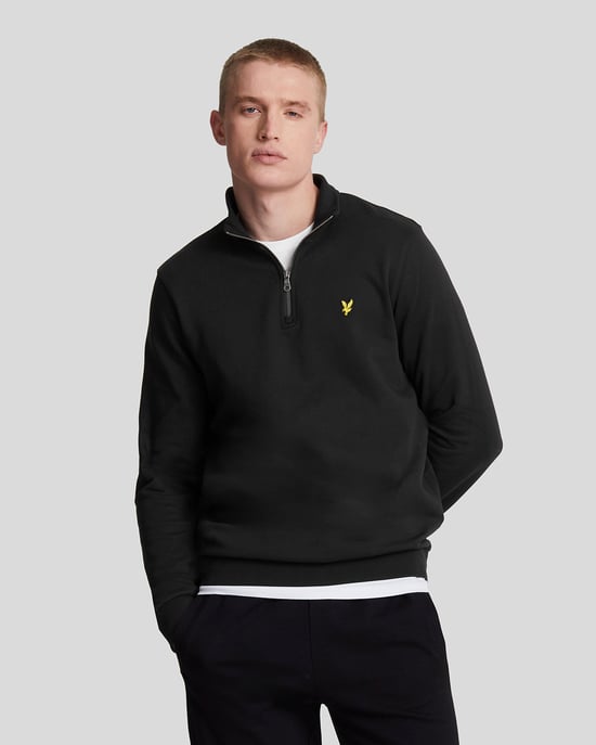 Lyle & Scott Cotton Loopback 1/4 Zip Sweatshirt - Black - Image 1