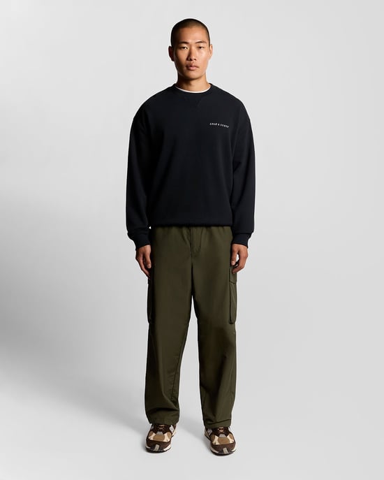 Lyle & Scott Script Brushback Fleece Sweatshirt - Marineblauw - Image 2