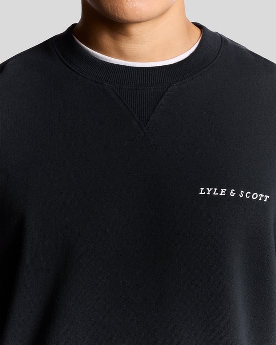Lyle & Scott Script Brushback Fleece Sweatshirt - Marineblauw - Image 3