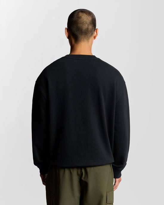 Lyle & Scott Script Brushback Fleece Sweatshirt - Marineblauw - Image 4