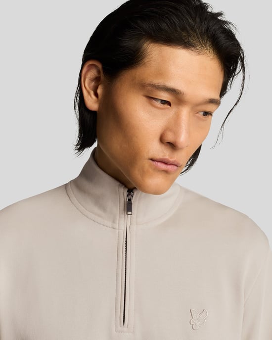 Lyle & Scott Superfine Katoenen 1/4 Zip Sweatshirt - Zand - Image 4