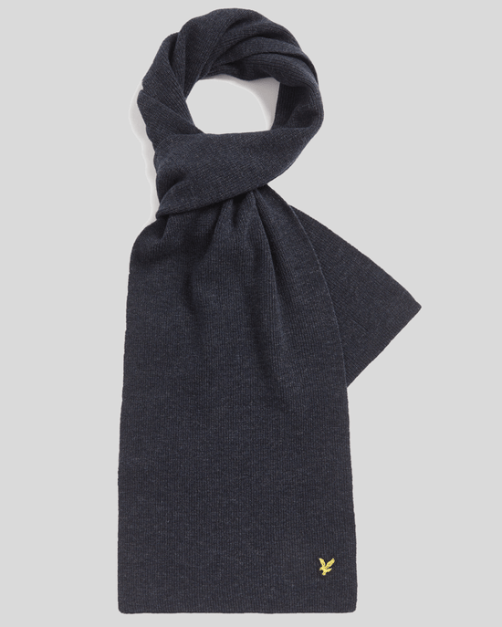 Lyle & Scott Lamswol Mix Geribbelde Sjaal - Marineblauw - Image 1