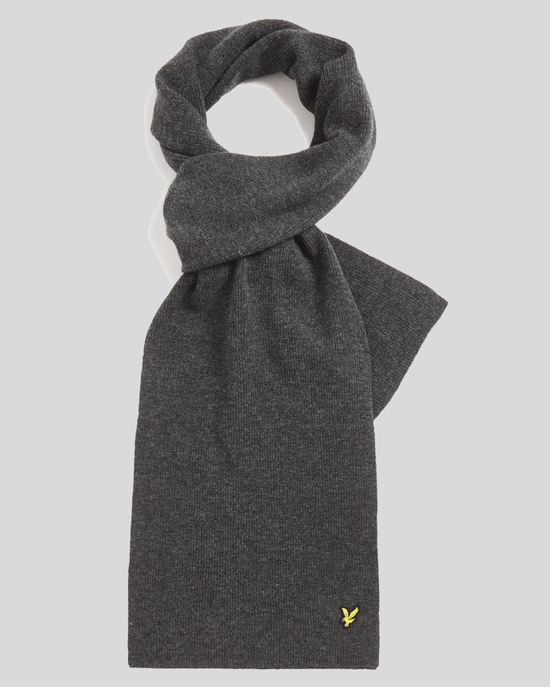 Lyle & Scott Lambswool Blend Ribbed Scarf - Grey - Image 1