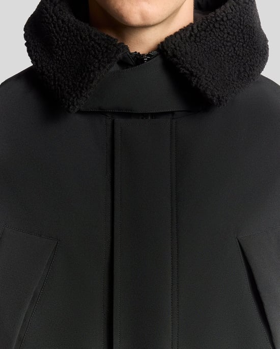 Lyle & Scott Heavyweight Faux Shearling Collar Parka - Zwart - Image 3