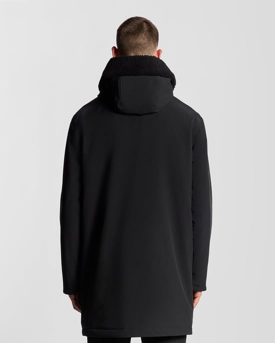Lyle & Scott Heavyweight Faux Shearling Collar Parka - Zwart - Image 4