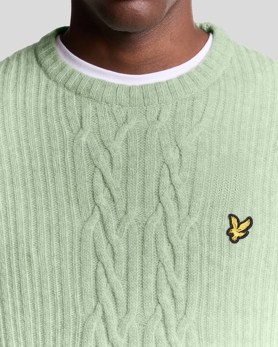Lyle & Scott Ribbed Cable Knit Jumper - Blue - Image 3