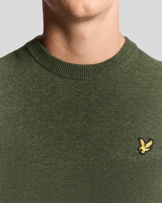 Lyle & Scott Lamswol Blend Ronde Hals Trui - Groen - Image 3