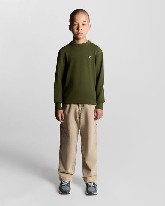 Lyle & Scott jongens katoenen ronde hals trui - Groen - Image 2
