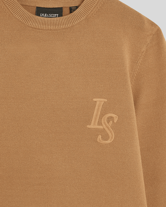 Lyle & Scott jongens L&S monogram ronde hals trui - bruin - Image 3