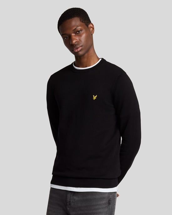 Lyle & Scott katoenen trui met ronde hals - zwart - Image 1