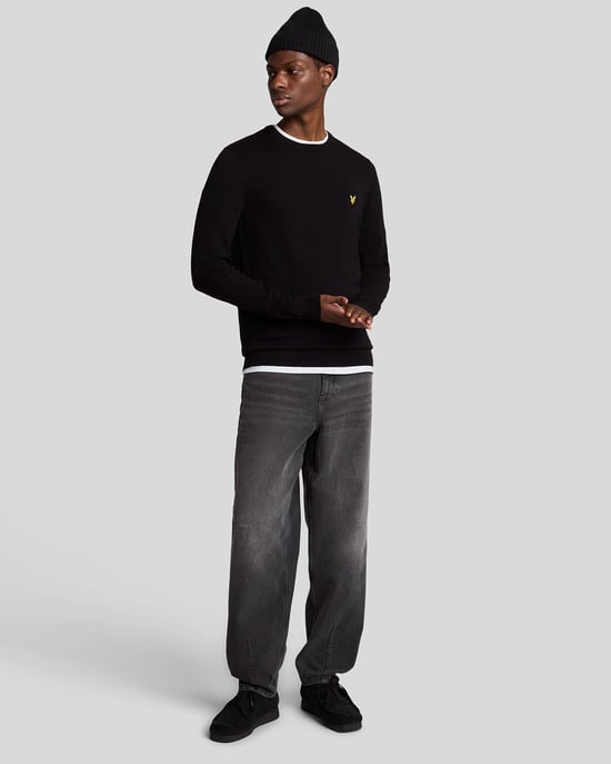 Lyle & Scott katoenen trui met ronde hals - zwart - Image 2